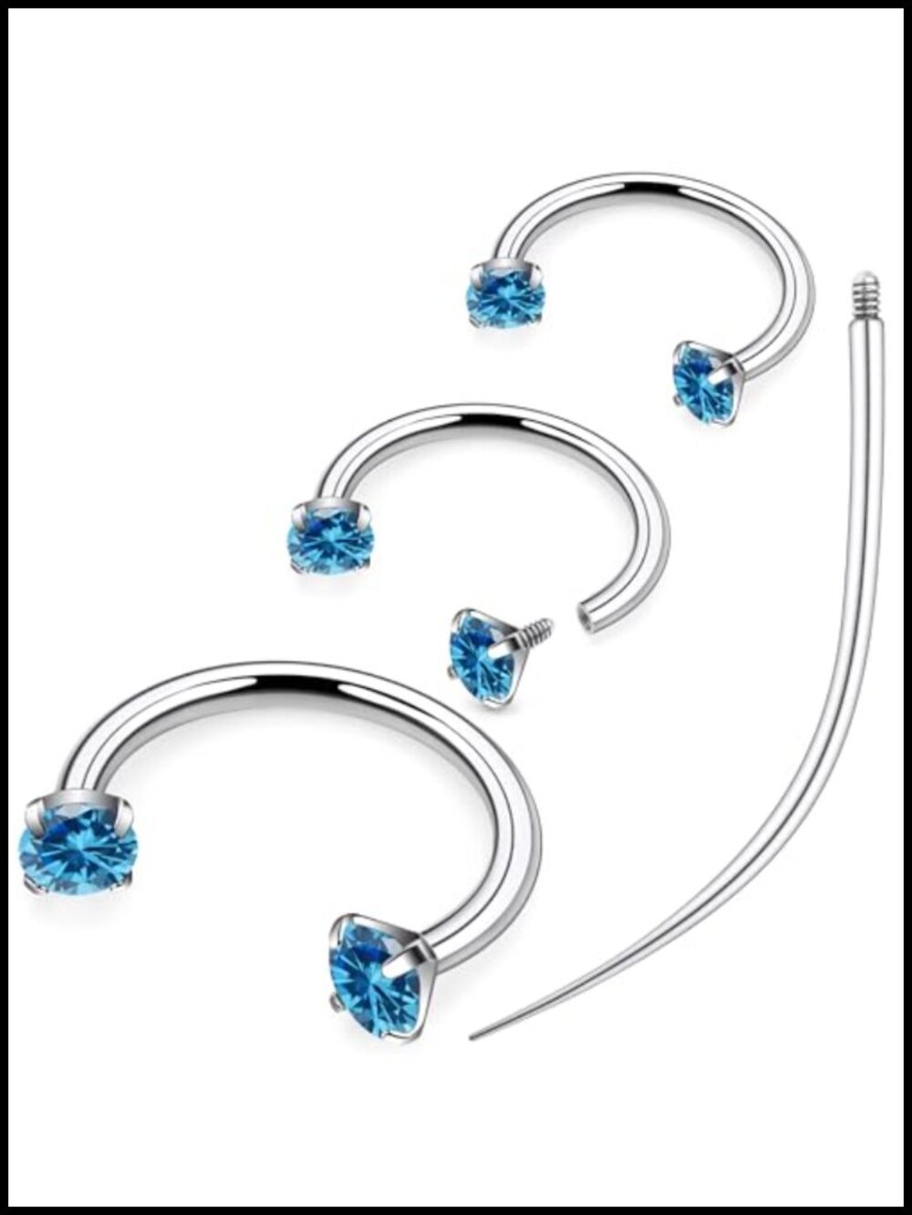 16G Titanium Horseshoe Nose Ring Septum Piercing Jewelry Internally Threaded CZ